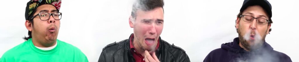 Crazy Guys Vape Dry Hits in Slow Motion